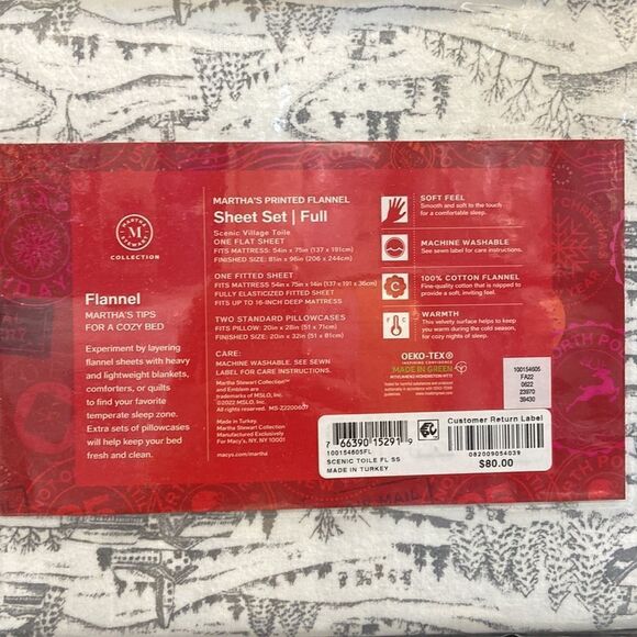 Martha Stewart Collection Printed Cotton Flannel 4-Pc. Scenic Toile, Full - Picture 2 of 2